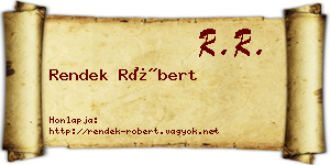 Rendek Róbert névjegykártya